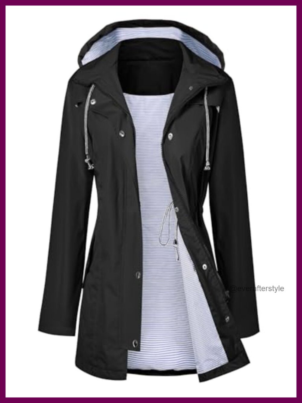 LOMON Women's Waterproof Long Hooded Raincoat Lined Windbreaker Travel Jacket